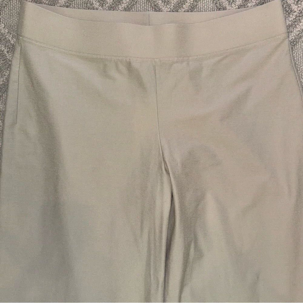 Eileen Fisher Wide Leg Stretch Khaki Pants - Picture 2 of 5